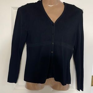 4 for $20 special 
Talbots Black Sweater with Ribbed Top and Cute Buttons